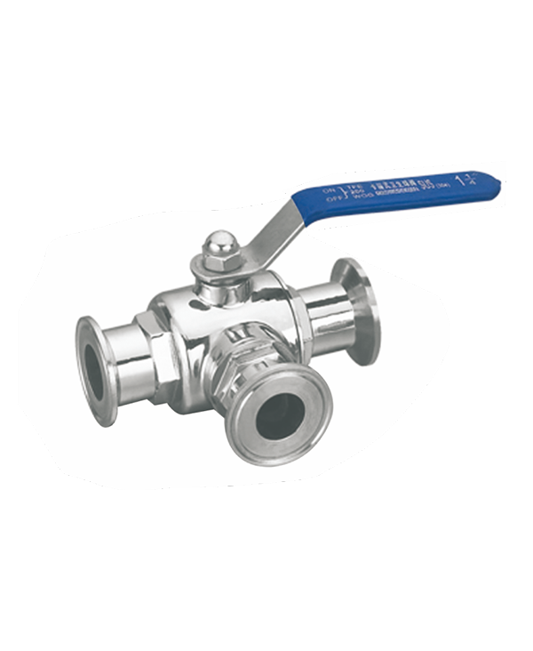 Clamp type three-way ball valve