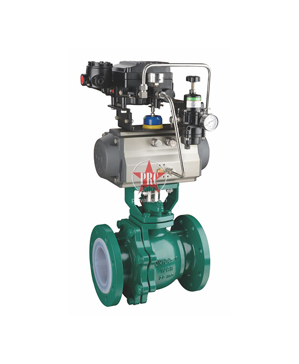 Pneumatic fluorine lining V-type regualting ball valve