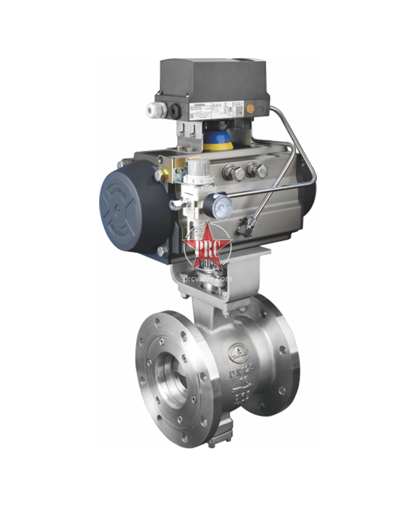 Pneumatic V-shaped regulating ball valve