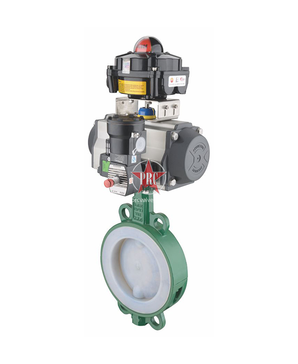 Pneumatic clamp type fluorine lined butterfly valve