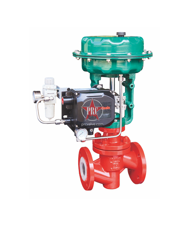 Fluorine lined pneumatic control valve