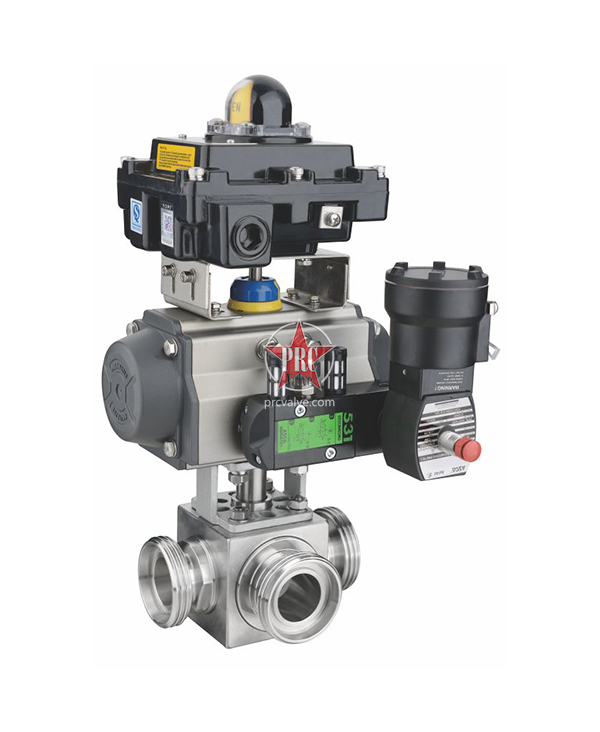 Pneumatic three piece ball valve