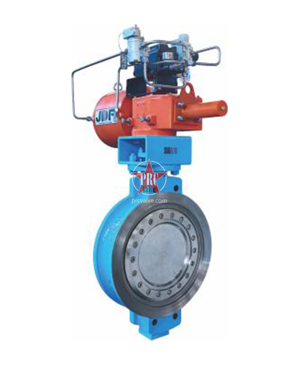 Pneumatic triple offset metal seated butterfly valve