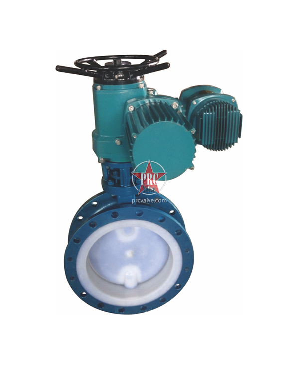 Fluorine lined electric butterfly valve