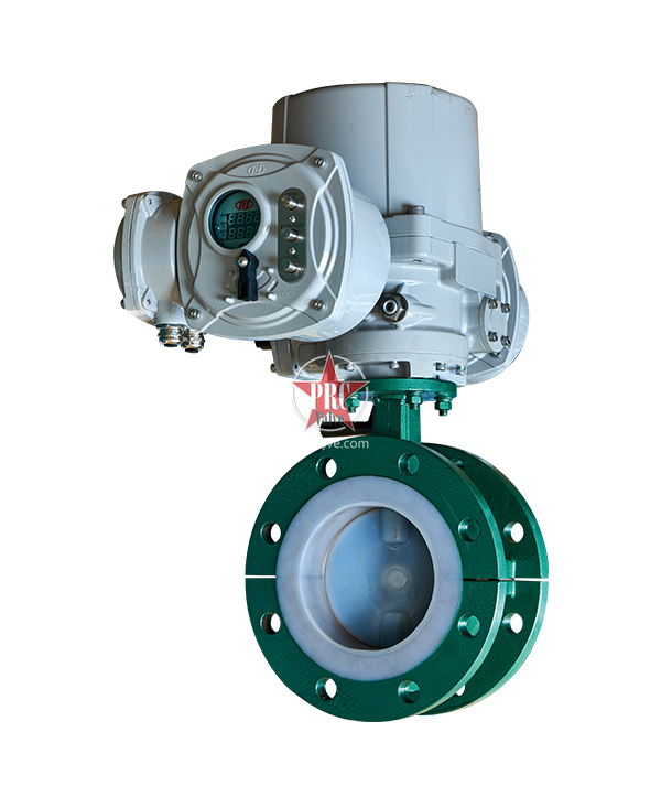 Electric fluorine lined flange butterfly valve