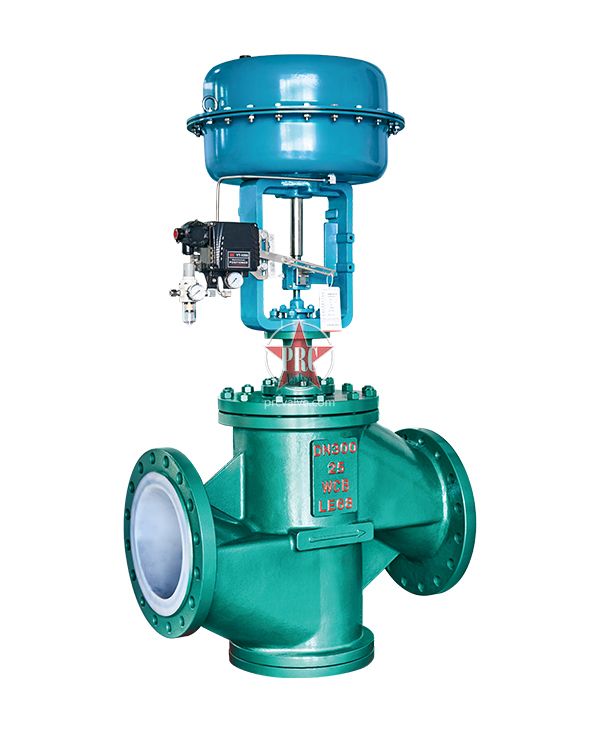 Fluorine lined pneumatic shut-off valve