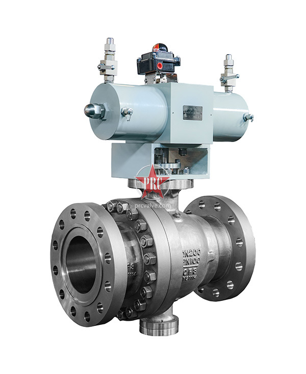Hydraulic trunnion ball valve