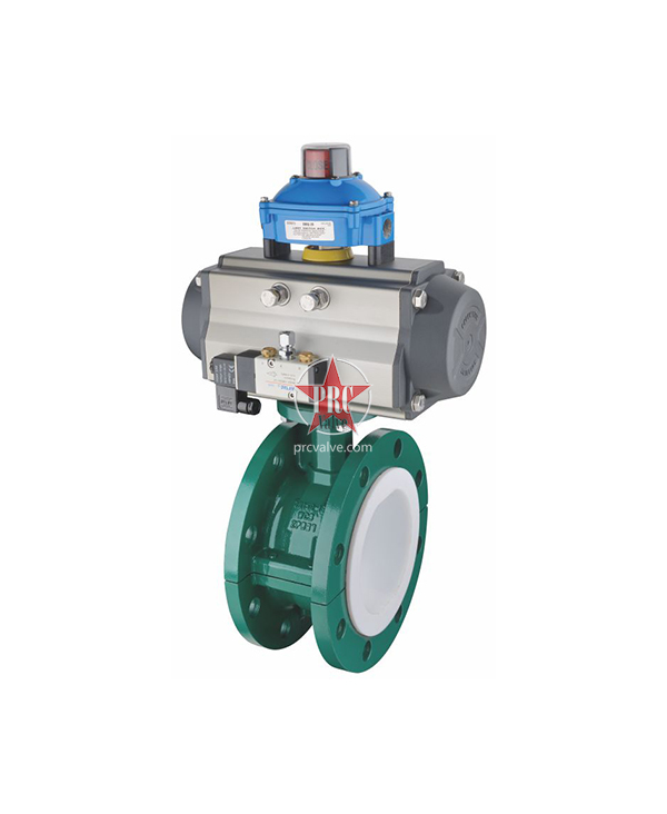 Pneumatic flange fluorine lined butterfly valve