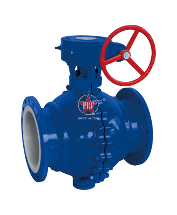 Two piece fixed fluorine lined ball valve
