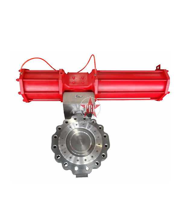 Pneumatic double offset lug butterfly valve