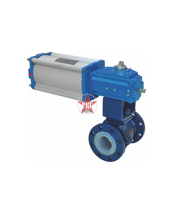 Fluorine lined V-type regulating pneumatic ball valve (pneumatic)