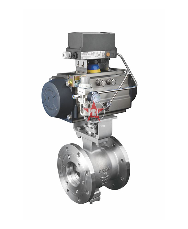 Pneumatic V-shaped regulating ball valve