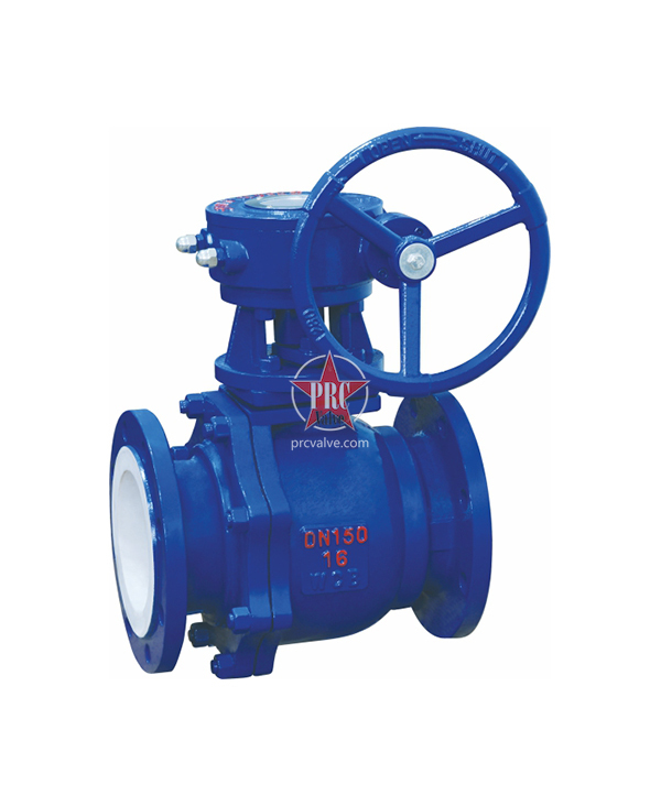 Fluorine lined worm gear ball valve