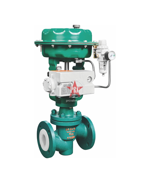 Fluorine lined pneumatic control valve