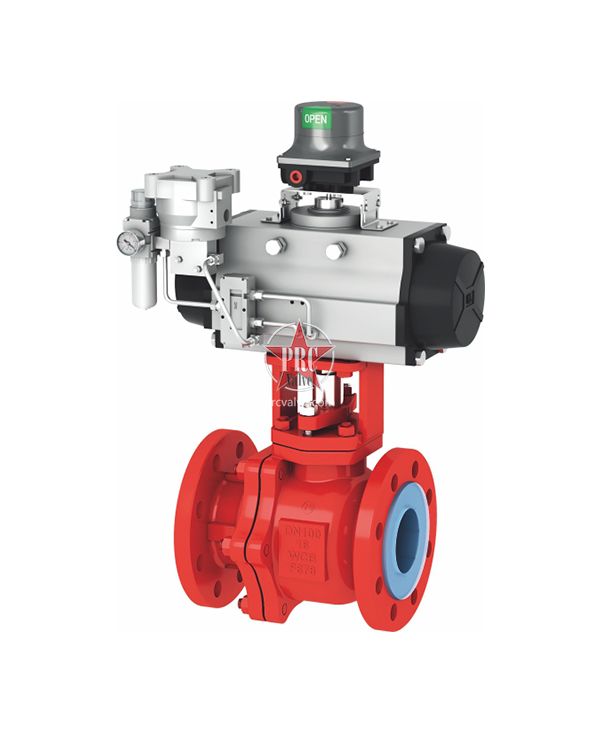 Fluorine lined pneumatic ball valve