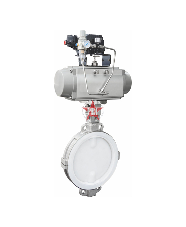 Fluorine lined regulating pneumatic butterfly valve