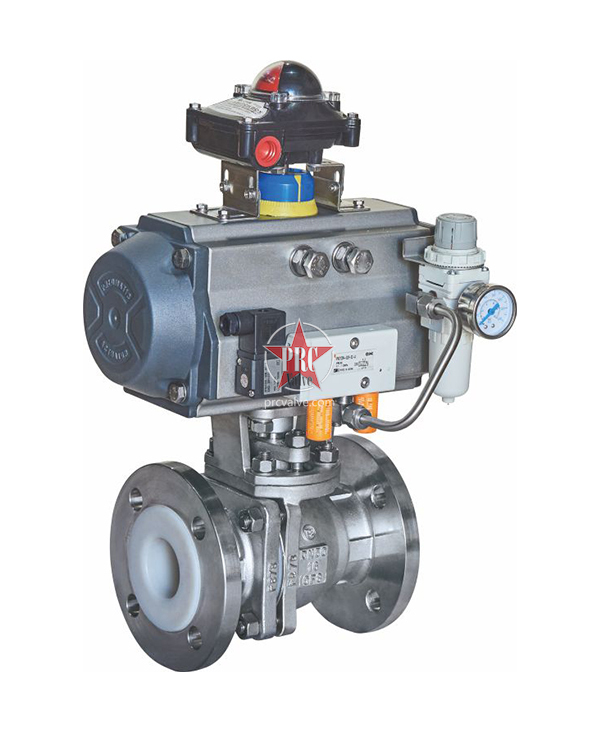 Pneumatic fluorine lined ball valve