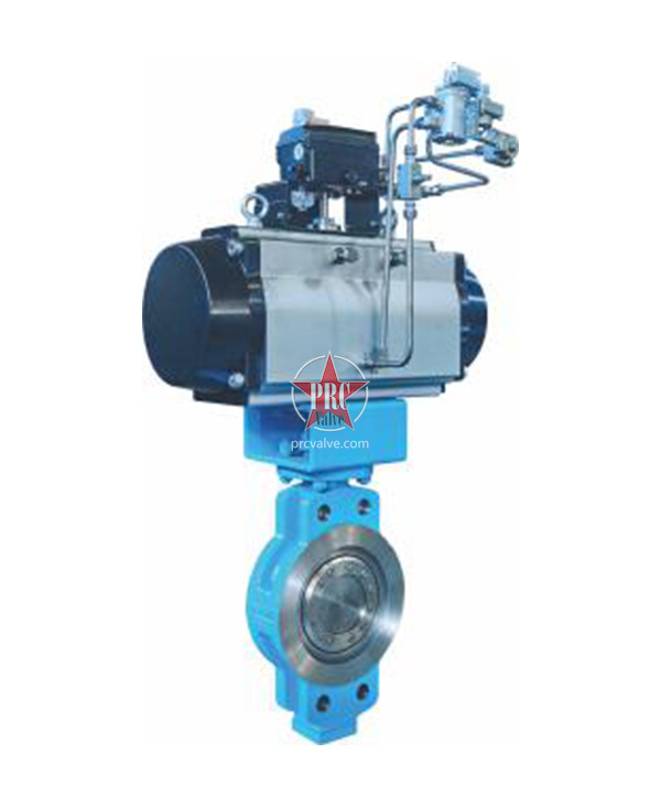 气动三偏心硬密封对夹式蝶阀