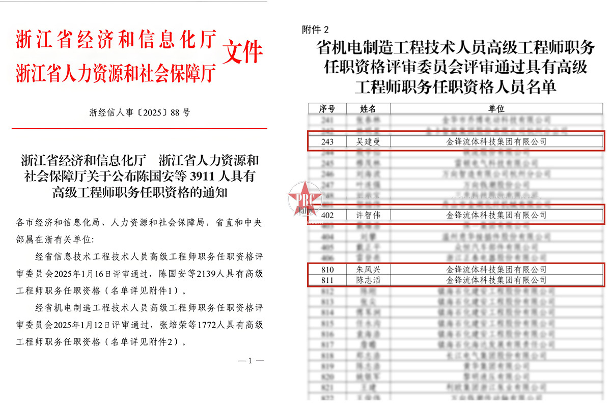 金锋流体四人晋升高级工程师，实力诠释科技驱动发展