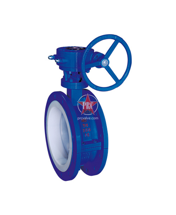 Fluorine-lined worm gear butterfly valve