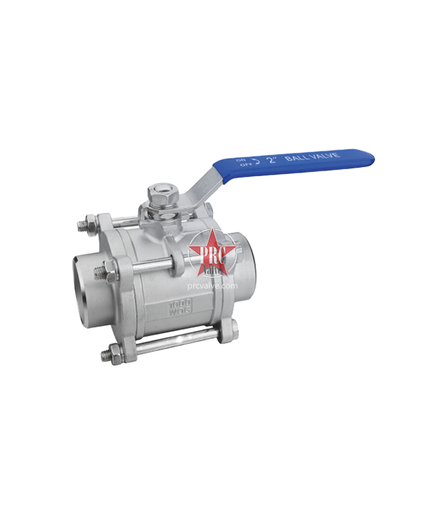 Three piece butt welded ball valve