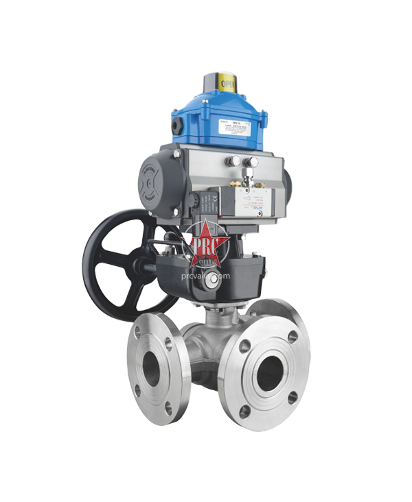 Stainless steel flange three-way ball valve