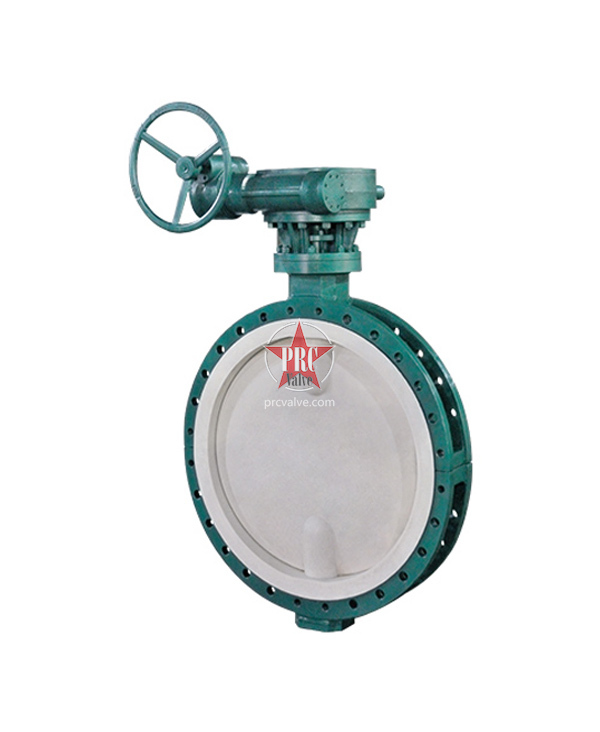 Fluorine-lined worm gear butterfly valve