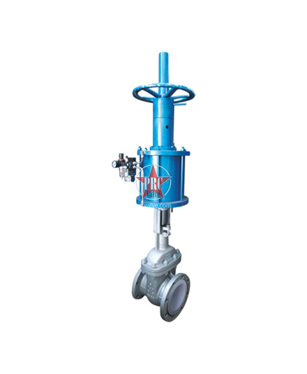 Fluorine-lined flange connection gate valve (pneumatic)