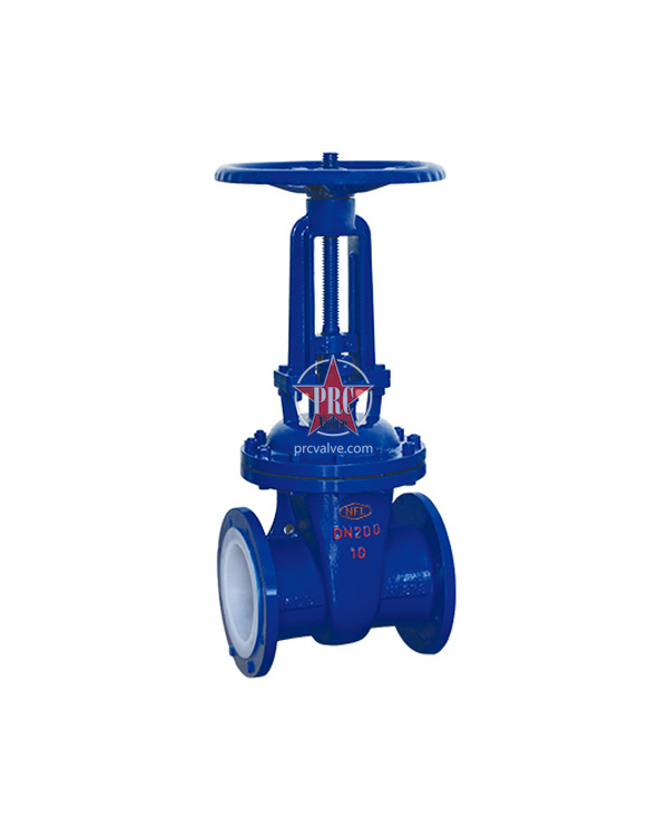 Fluorine-lined gate valves