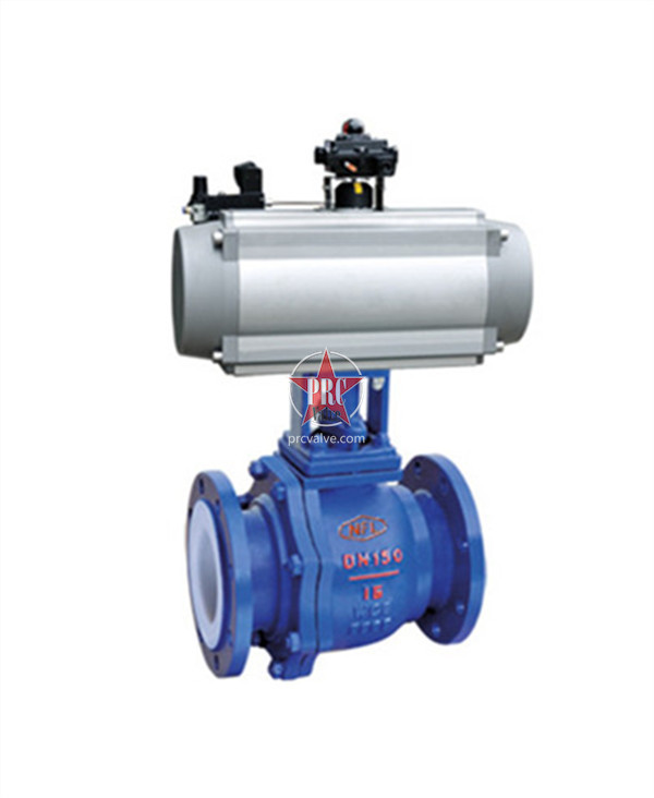 Pneumatic fluorine-lined ball valves