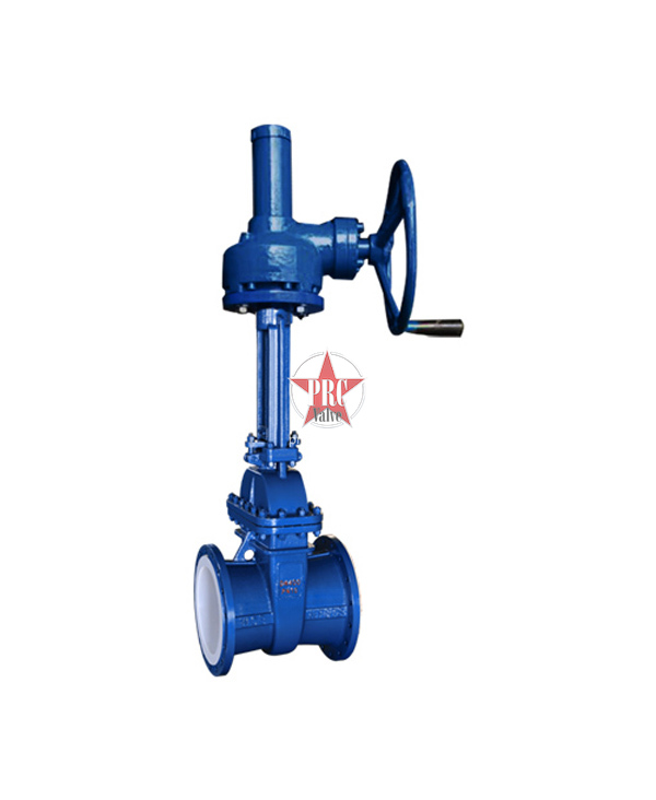 Fluorine-lined bevel gear drive gate valve