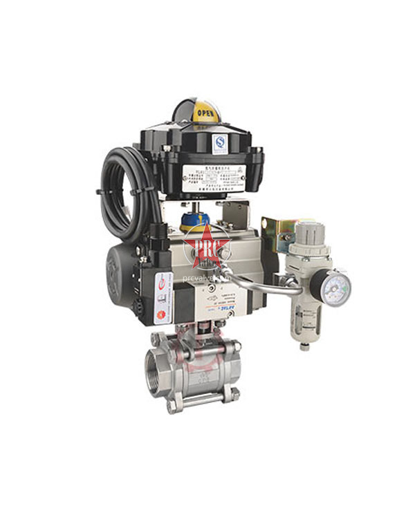 Pneumatic three-piece ball valve