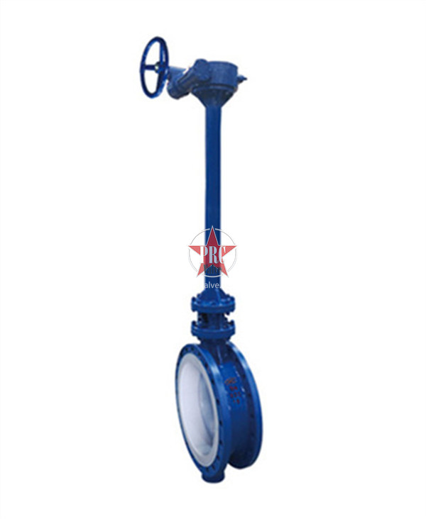 Flanged extended rod lined with fluorine butterfly valve