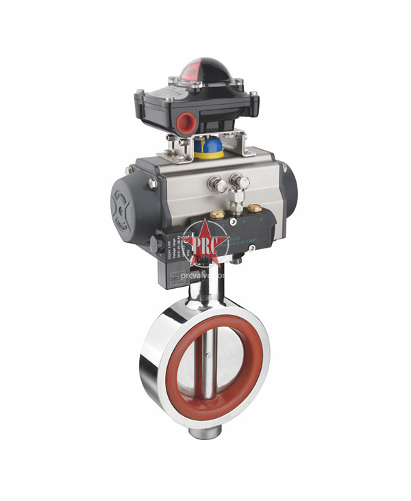 Pneumatic sanitary butterfly valve