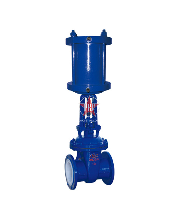 Fluorine-lined flange connection gate valve (pneumatic)