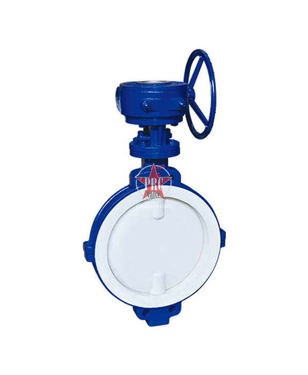 Fluorine-lined worm gear butterfly valve (clamp type)