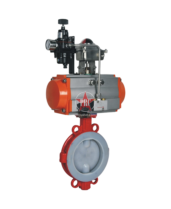 气动衬氟对夹式蝶阀