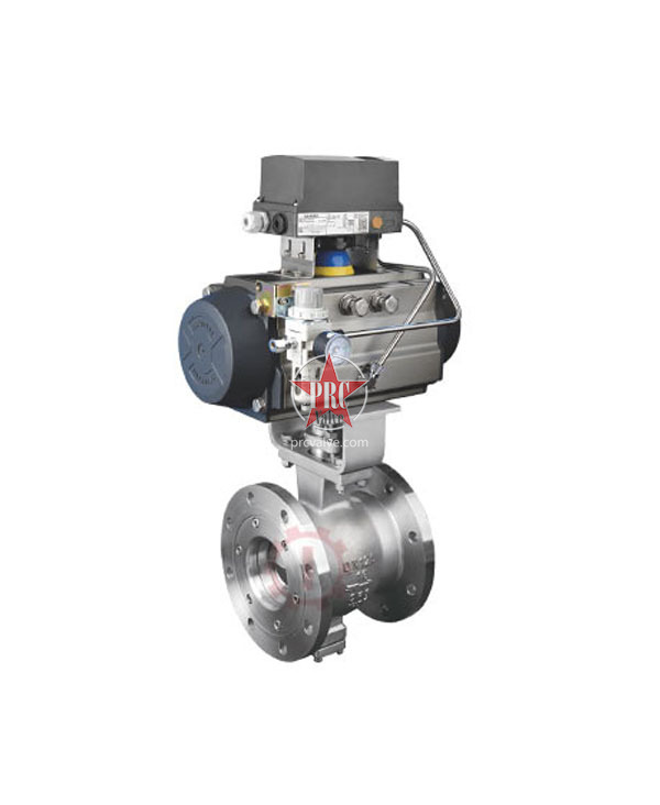 Pneumatic V-adjustment ball valve