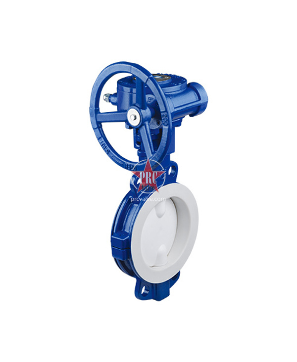 Fluorine-lined worm gear butterfly valve (clamp type)