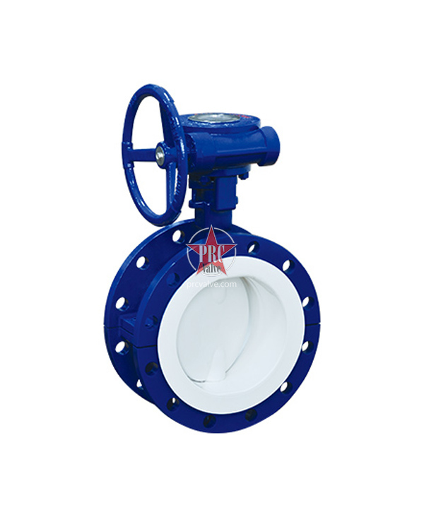 Fluorine-lined worm gear butterfly valve