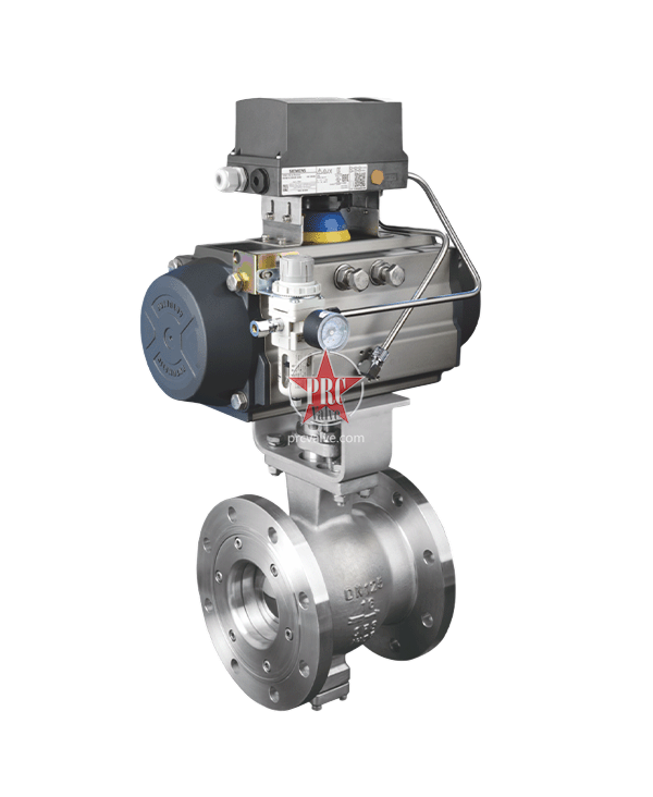 Pneumatic V-shaped regulating ball valve