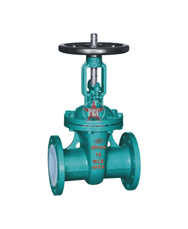 Fluorine-lined gate valves