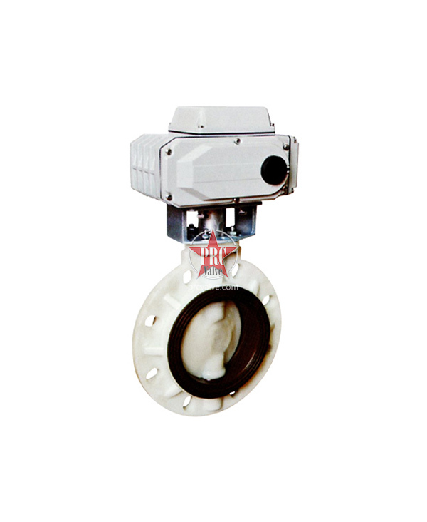 All-plastic electric clamp-on butterfly valve
