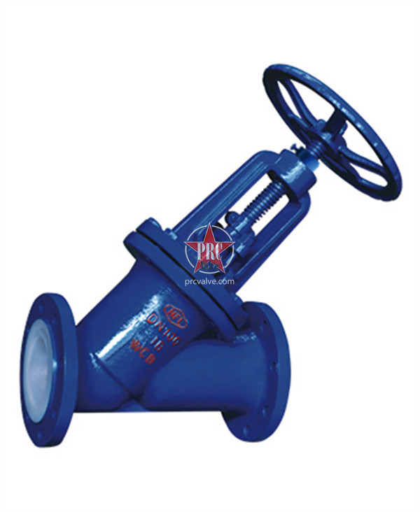 Fluorine-lined shut-off valve