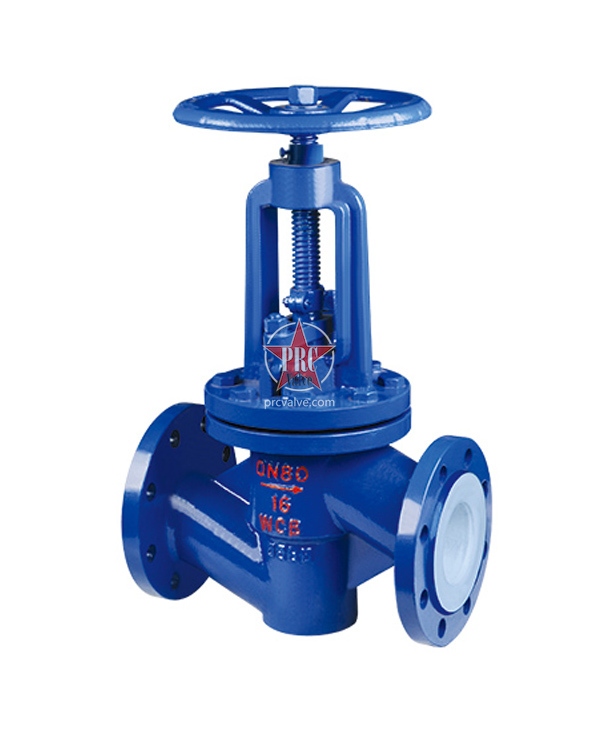 Fluorine-lined shut-off valve