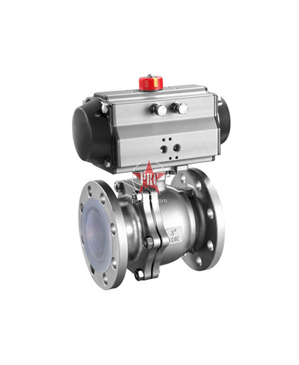 Fluorine-lined pneumatic ball valves
