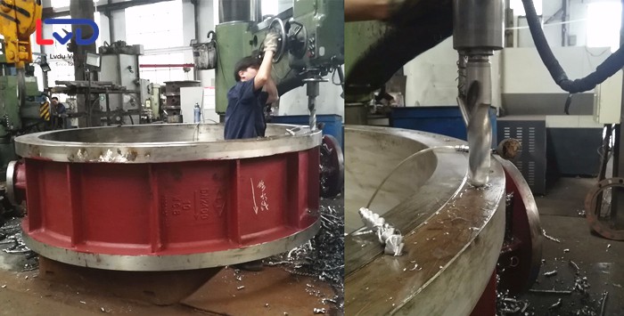 上海客戶訂購雙偏心硬密封電動(dòng)法蘭蝶閥<生產(chǎn)實(shí)況>