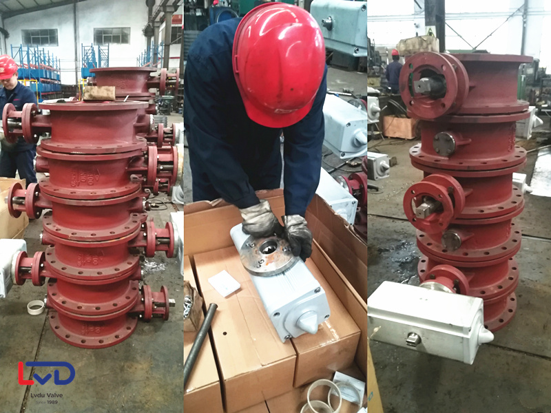 <深入車間實拍>D642X-10q-dn400氣動軟密封法蘭蝶閥組裝